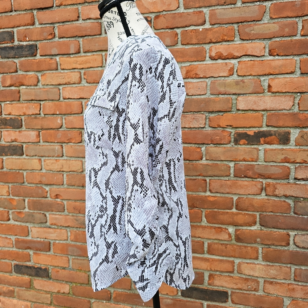 Express Snakeskin Python Print Blouse Top | Zip F… - image 4